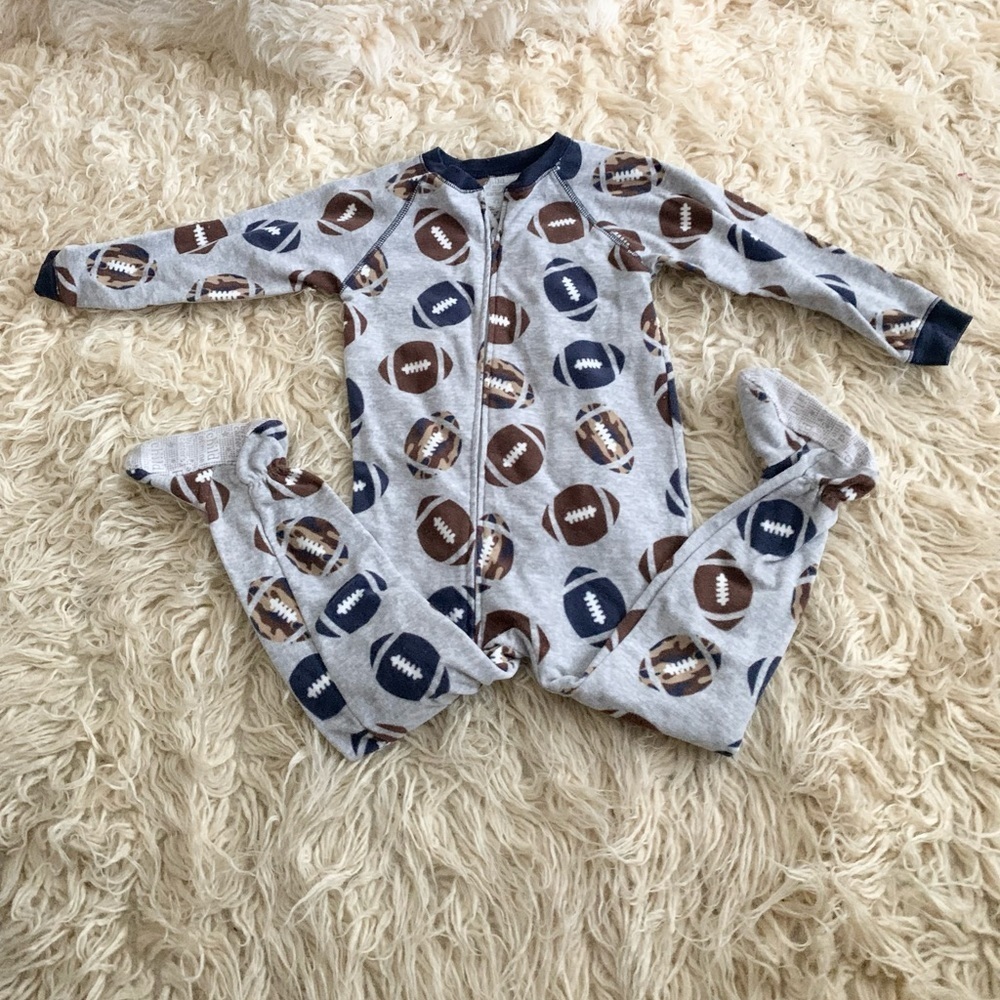 Carter’s | Child of Mine | Pajama One Piece Foot Covers Gray Blue Brown - Picture 7 of 9
